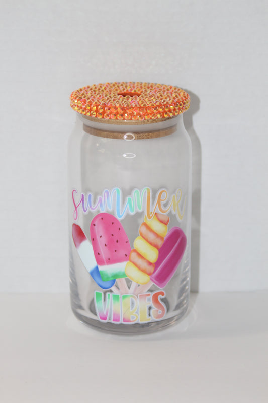 Orange Summer Vibes 16 oz Can Glass