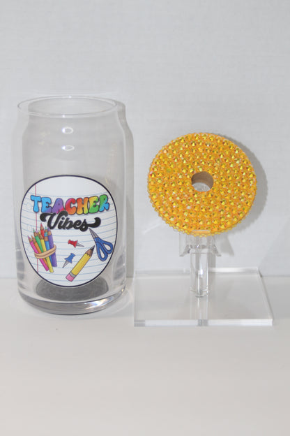 Yellow Teach Vibes Glass Cup