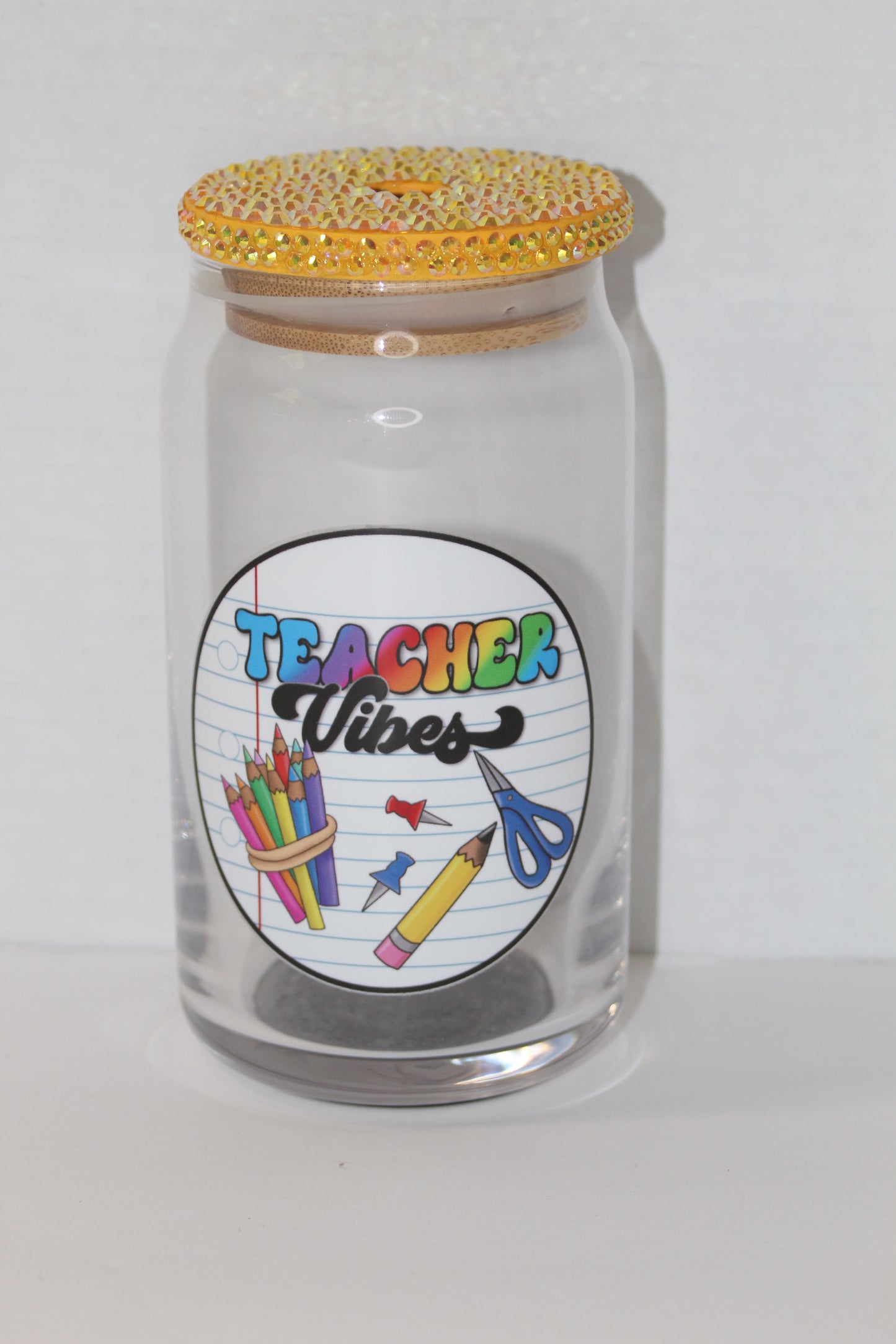 Yellow Teach Vibes Glass Cup