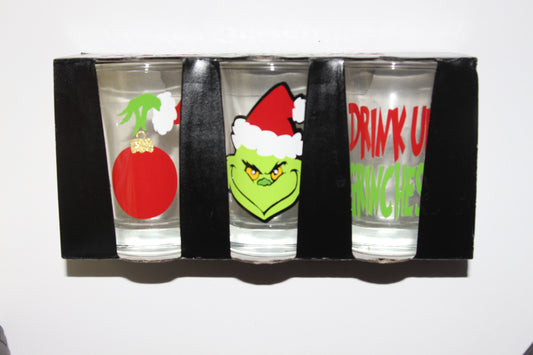 Merry Mean Green Guy Black Shot Glass Set