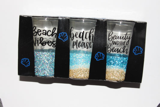 Beach Please Black Shot Glass Set