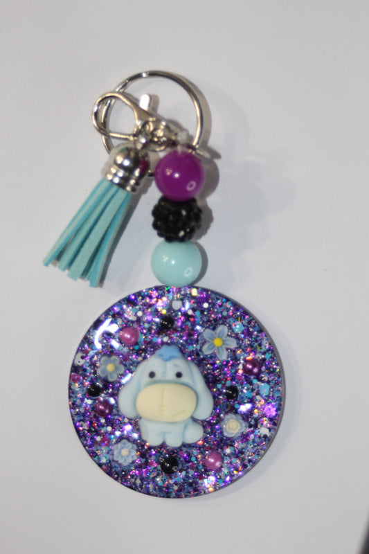 3D  Purple Donkey Beaded Keychain