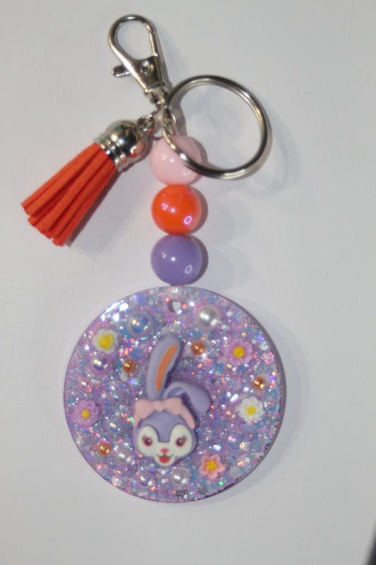 3D Bunny Beaded Keychain