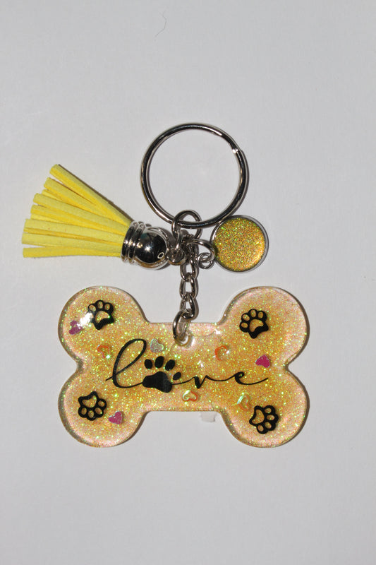 2" Love Bone Yellow Keychain