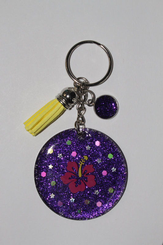 2" Flower Purple Keychain