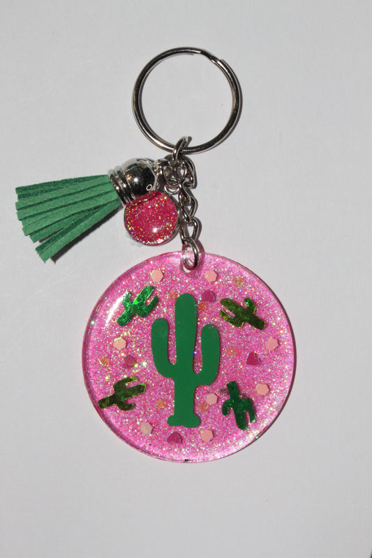 2" Pink Cactus Keychain