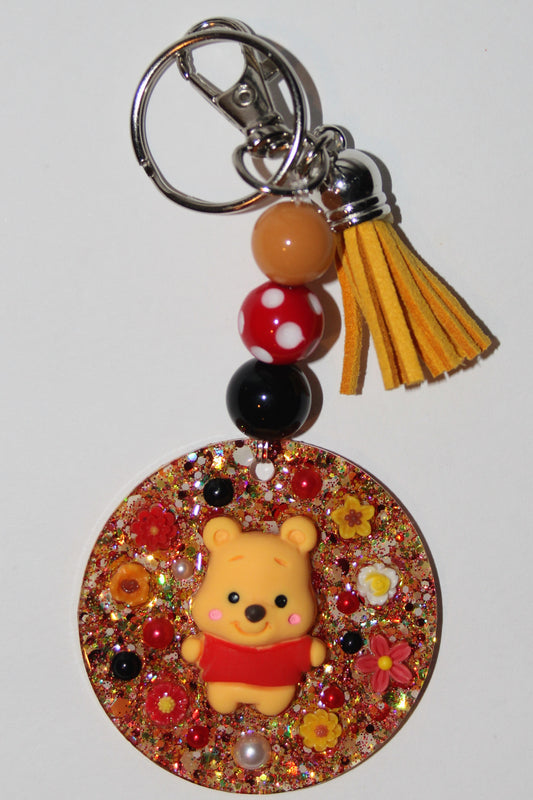 3D Gold Pooh Beaded Keychain